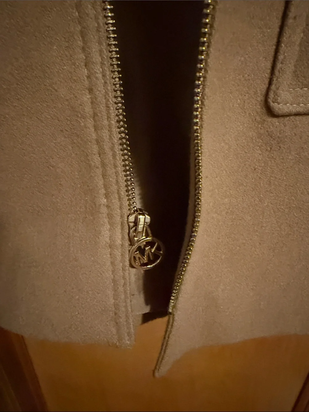 Michael Kors Camel Zip-Front Wool-Blend Pea Coat